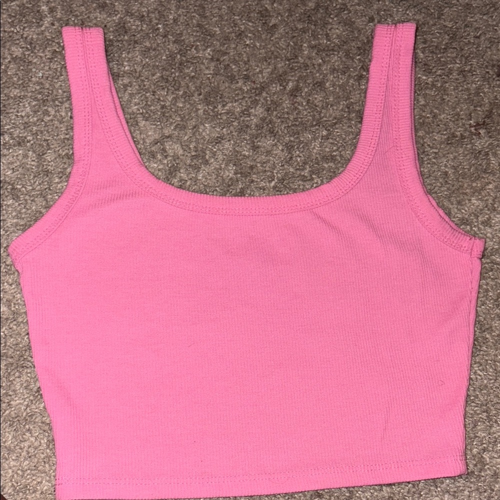 Pink Fitted Crop Tank Top